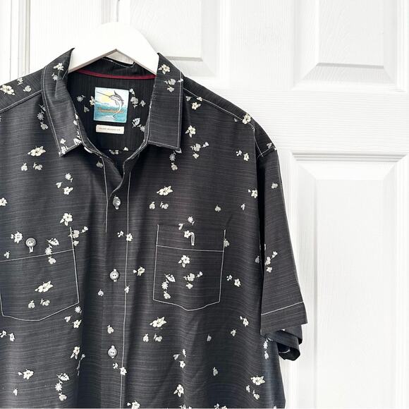 Tommy Bahama Black Floral Island Modern Fit Silk Cotton Button Down Shirt XLX - Picture 4 of 9